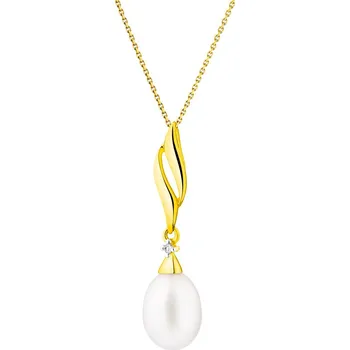 Přívěsek Zlatý přívěsek s diamantem a perlou - ryzost 585 - 203.185