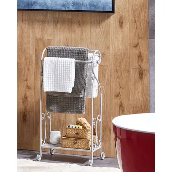 Držák na ručník Stojan na ručníky šedý kovový 49 x 91 cm vintage design klasický retro styl nábytek do koupelny Beliani