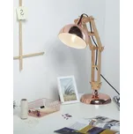 Kancelářská lampa měděný kov a dřevo 53 cm rameno a stínidlo nastavitelný kabel s vypínačem průmyslového vzhledu Beliani