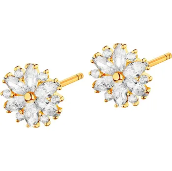 Náušnice Zlaté náušnice se zirkony - květy - K-890.02