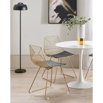 Jídelní židle Sada 2 jídelních židlí zlatá kovový ocelový rám sedák z umělé kůže jídelna Beliani