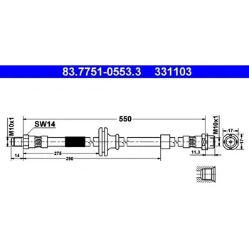 Brzdový systém Brzdová hadice ATE 83.7751-0553.3