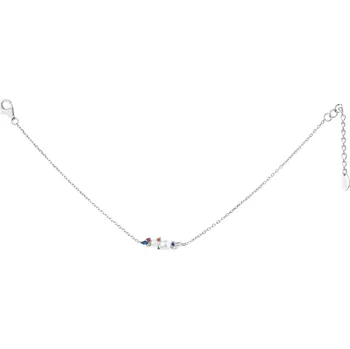 Náramek Stříbrný náramek s perlami a zirkony - listy - AP532-8043