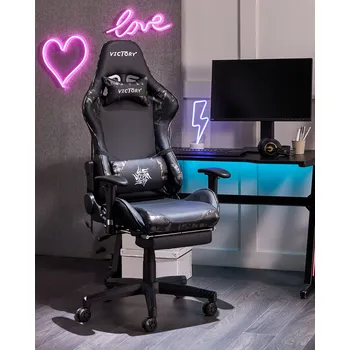 herní židle s výškově nastavitelným zádovým opěradlem Černé z eko kůže moderní Beliani