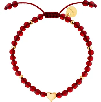 Náramek Pozlacený náramek z mosazi s acháty - srdce - AR536-6951