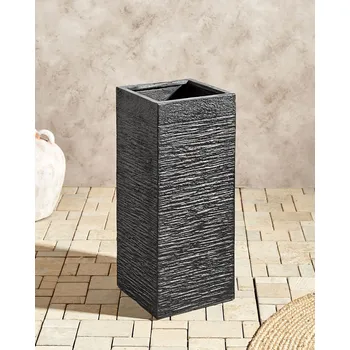 Květináč květináč Černý čtvercový 60 cm dekorativní obývací pokoj ložnice zahradní terasa balkon Beliani