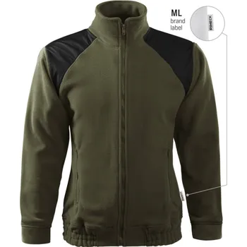 pracovní mikina RIMECK Mikina Jacket Hi-Q 506, fleece, na zip, unisex MAL-506ML14 M Zeleň vojenská (s labelem)