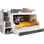 Patrová postel HARRY pro 3 osoby s přistýlkou (Šedá)