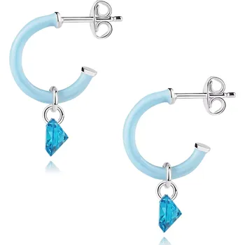 Náušnice Puzetové náušnice ze stříbra 925 - světle modrá, modré zirkony