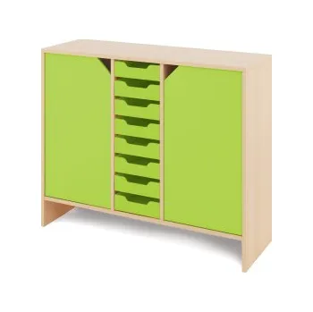 Zahradní úložný box Střední skříň s malými kartonovými kontejnery a dvířky KLASIKO Zelená