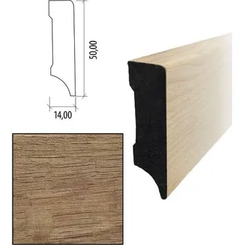 Podlahová lišta KPP – KPV 50 lišta obvodová PVC Dub hnědý, 14x50x2400mm