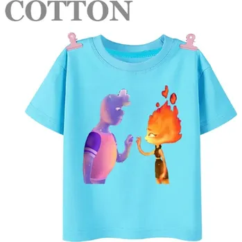 Disney Dětské bavlněné tričko s motivem oblíbeného animovaného filmu "Elemental"- Wade Ripple a Jiskra Lumen Barva: 2023092007 - Modrá, Velikost: 11-12 let