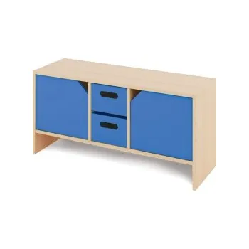 Zahradní úložný box Malá skříň s velkými kartonovými kontejnery a dvířky KLASIKO Modrá