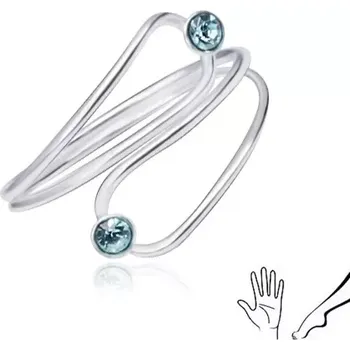 Prsten Stříbrný prsten 925 na ruku nebo nohu, světle modré zirkony v obrysu slzy