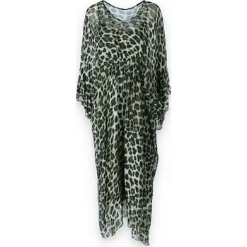 Dámské šaty Šaty dlouhé hedvábí vzor 50001 Italy barva: zelená-khaki, velikost: Univerzální-jedna velikost