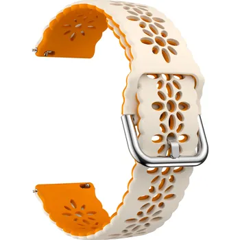 Příslušenství k chytrým hodinkám 20mm řemínek dvojbarevný s perforováním a přezkovým zapínáním Barevná varianta: Béžovo-oranžový