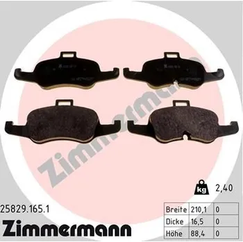 Brzdová destička Sada brzdových destiček, kotoučová brzda ZIMMERMANN 25829.165.1