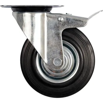 Pojezdové kolečko Kolečko otočné s brzdou, gumové 60kg 100/27/130mm
