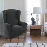 Super strečové potahy NIAGARA antracitová křeslo ušák (š. 70 - 95 cm) 92983804