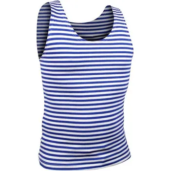 Pánské tílko Tílko MARINE proužkované SVĚTLE MODRÉ S Modrá