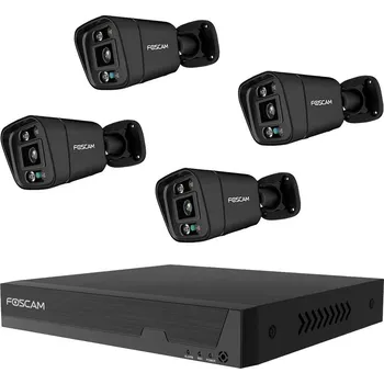 IP kamera Foscam Netzwerkkamera FN9108E-B4-2T black LAN IP-sada bezpečnostní kamery 8kanálový se 4 kamerami 3840 x 2160 Pixel