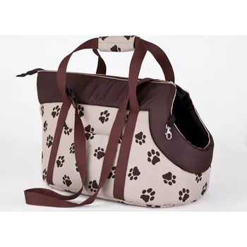 Taška pro psa a kočku DOGGY Taška pro psa cestovní - béžová packy Velikost: R2 - d 43 x š 25 x v 27 cm