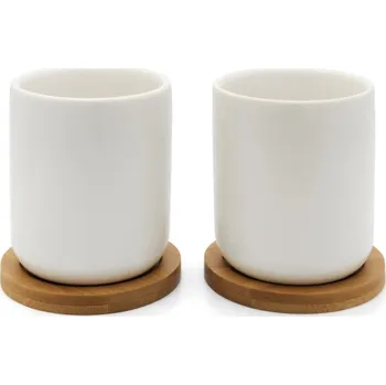 Hrnek UMEA 200ml s podtáckem bílý, 2 ks - BREDEMEIJER (UMEA sada 2 hrnků s podtáckem, bílé - BREDEMEIJER)