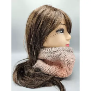 Nákrčník Ručně pletený nákrčník - hladký - šedý a starorůžový