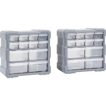 Květináč Organizéry s 12 zásuvkami 2 ks 26,5 x 16 x 26 cm Šedá 147582
