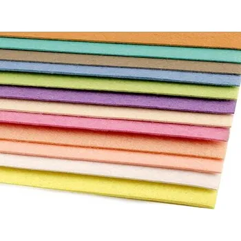 Látková dekorativní plsť (filc soft) 416 g/m² - 20x30cm (12ks) varianta mix č.5 - pastelový