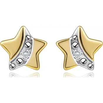 Náušnice Náušnice ze 14K kombinovaného zlata - hvězdy s čirými zirkony, kuličky