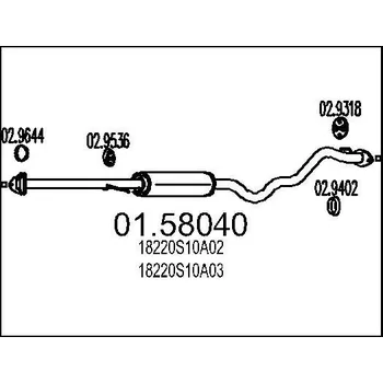 Auto-moto Střední tlumič výfuku MTS 01.58040