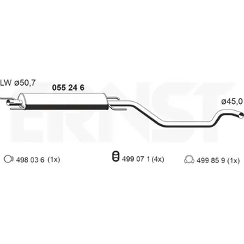 Výfukový systém Střední tlumič výfuku ERNST 055246