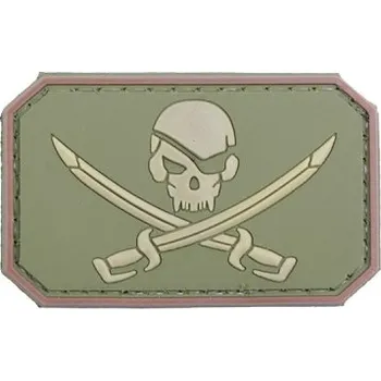 Nášivka Nášivka "Pirate Skull" 3D, oliva