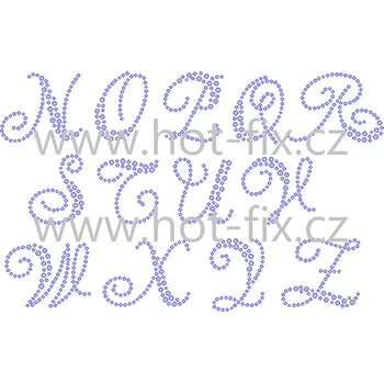 FM007 - monogramy - písmena abecedy N-Z, nažehlovací hot-fix kamínková aplikace na textil, rozměry v popisu barva kamenů - písmena: broušené kameny barva 101 Crystal /stříbrná, písmeno: písmeno S