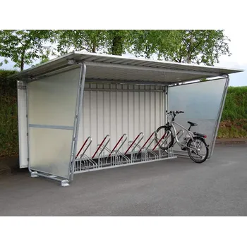 Přístřešek na auto Přístřešek na kola S18, 4300 x 2330 mm, 8 parkovacích míst, zadní, dvě boční stěny, okap
