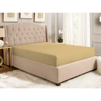 Prostěradlo Povlékáme.cz Prostěradlo bavlna Jersey s napínací gumou béžové 90 x 200 cm