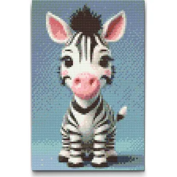 Diamantové malování Diamantové malování - Zebra pro děti Velikost: 20x30cm, Rámování: Pouze srolované plátno, Diamanty: Kulaté