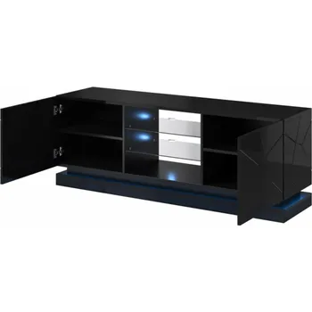 Televizní stolek Cama TV skříňka QIU 160 MDF černý lesk/černý lesk