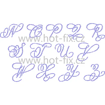 FM006 - monogramy - písmena abecedy N-Z, nažehlovací hot-fix kamínková aplikace na textil, rozměry v popisu barva kamenů - písmena: broušené kameny barva 101 Crystal /stříbrná, písmeno: písmeno S
