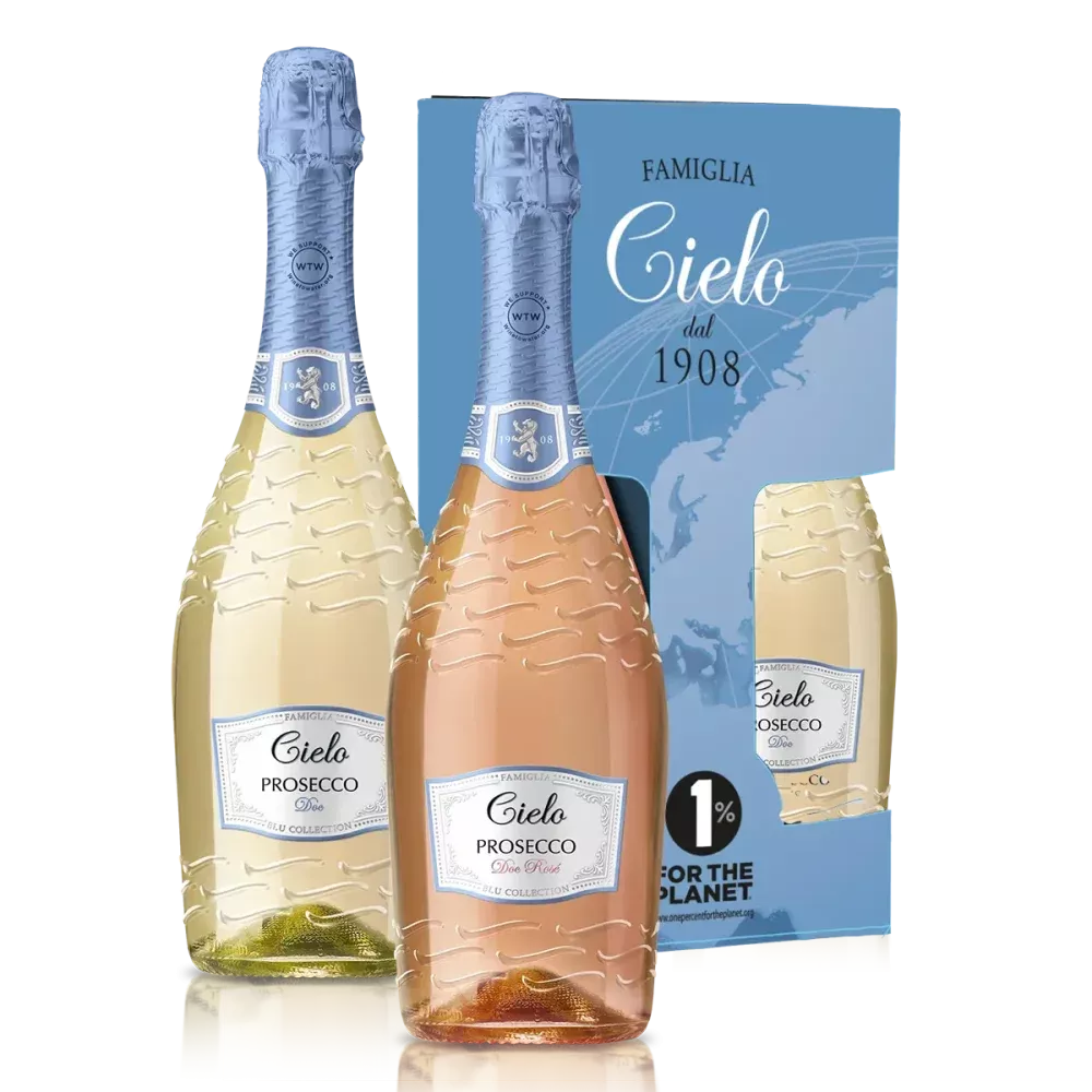 Dárkové balení Cielo Prosecco Blu Collection Bianco 0,75l + Rosé 0,75l