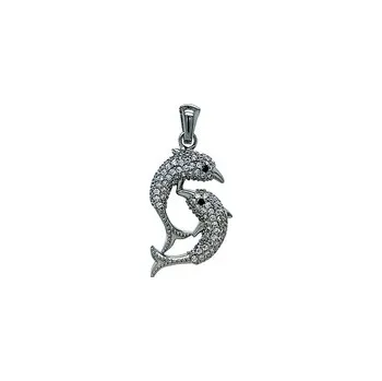Přívěsek Stříbrný přívěsek delfíni se zirkony