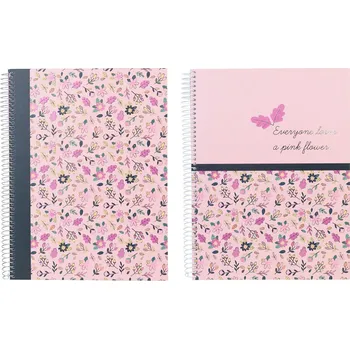 Pink flowers Kroužkový zápisník A4 - linkovaný