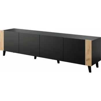 Televizní stolek TV skříňka FARO 200x42x52 černá matná + dub craft