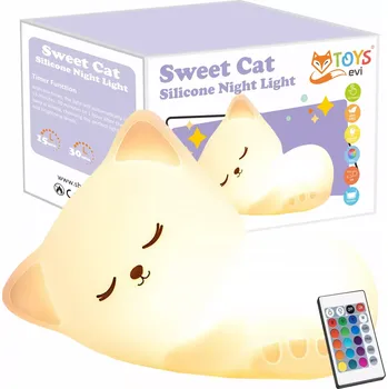 Dětské svítidlo Dětská noční lampička Sweet Kitty - RGB LED lampička + ČASOVAČ + PILOT