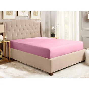 Prostěradlo Povlékáme.cz Prostěradlo bavlna Jersey s napínací gumou růžové 90 x 200 cm