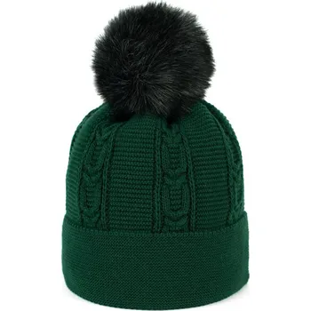 Pokrývka hlavy Velmi teplá Zimní čepice s bambulí zelená