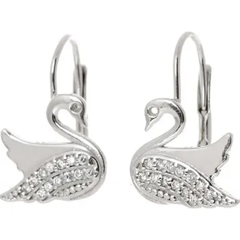 Náušnice Stříbrné náušnice labuť se zirkony STNAU1749F
