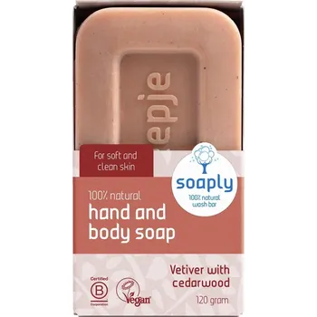 Mýdlo Soaply | Přírodní tuhé mýdlo na ruce a tělo - cedr a vetiver nevysušuje a dlouho vydrží, v bio kvalitě - 120 g