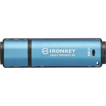 USB flash disk Kingston IronKey Vault Privacy 50/64GB/USB 3.2/USB-A/Modrá